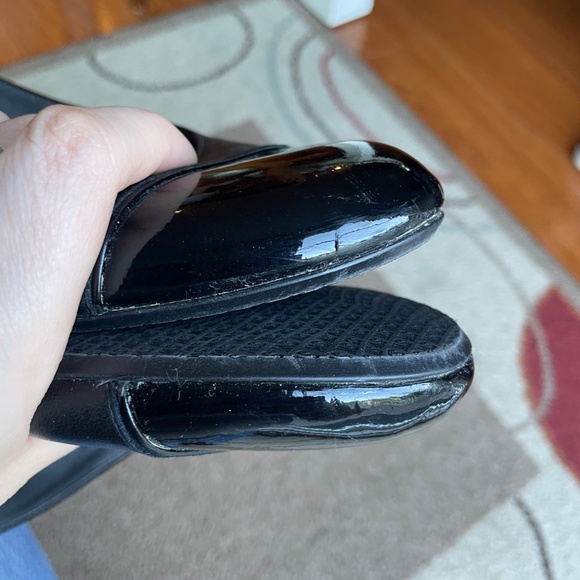 Stuart Weitzman Round toe Leather Slingback Patent leather Cap toe wedges W 10.5 - Picture 10 of 10